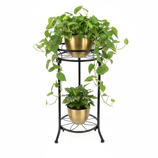 Pro Garden Plantenrek/plantentafel - groen - metaal - 75 x 23 x 60 cm - binnen en buiten - Plantenrekken voor buiten - warenhuis