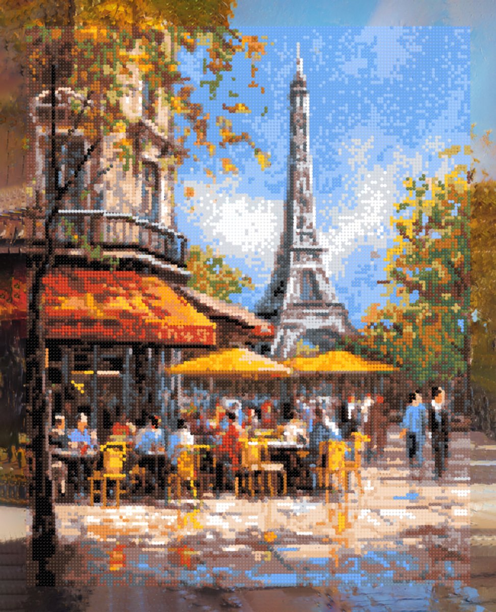 Diamond Painting - DP437 - Canvas op houten frame - Straat in Parijs - 40 x 50 cm