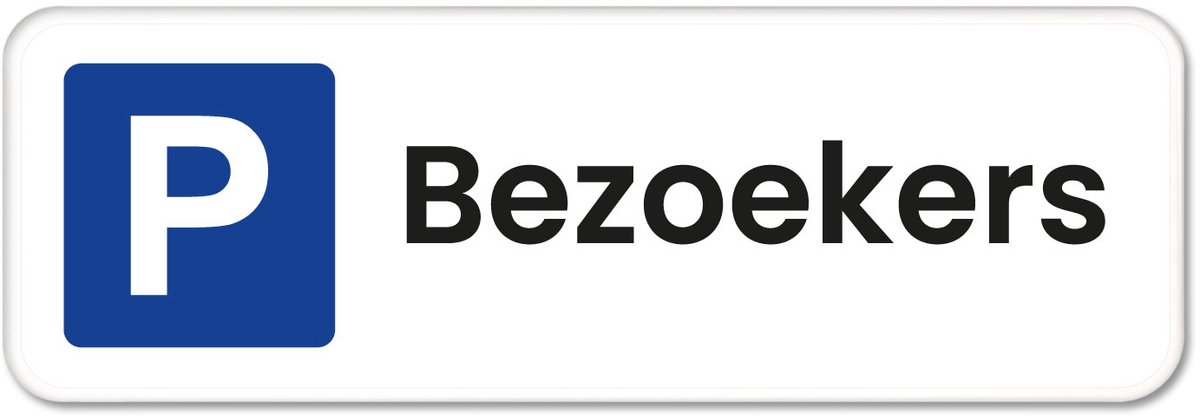 Parkeerbord Bezoekers 1 - Weerbestendig Aluminium - 60x20 cm - Bevestiging: Zonder bevestiging (alleen het bord)