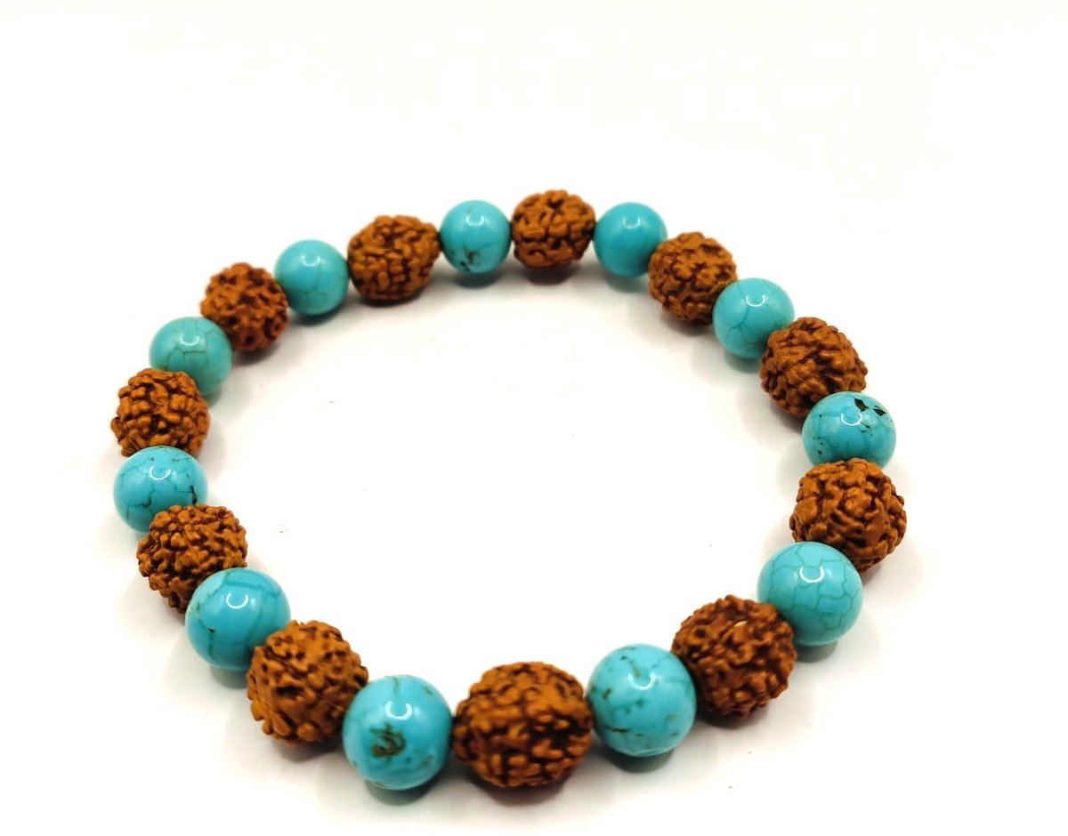 Armband Rudraksha Turquoise - Meditatie - Powerarmband