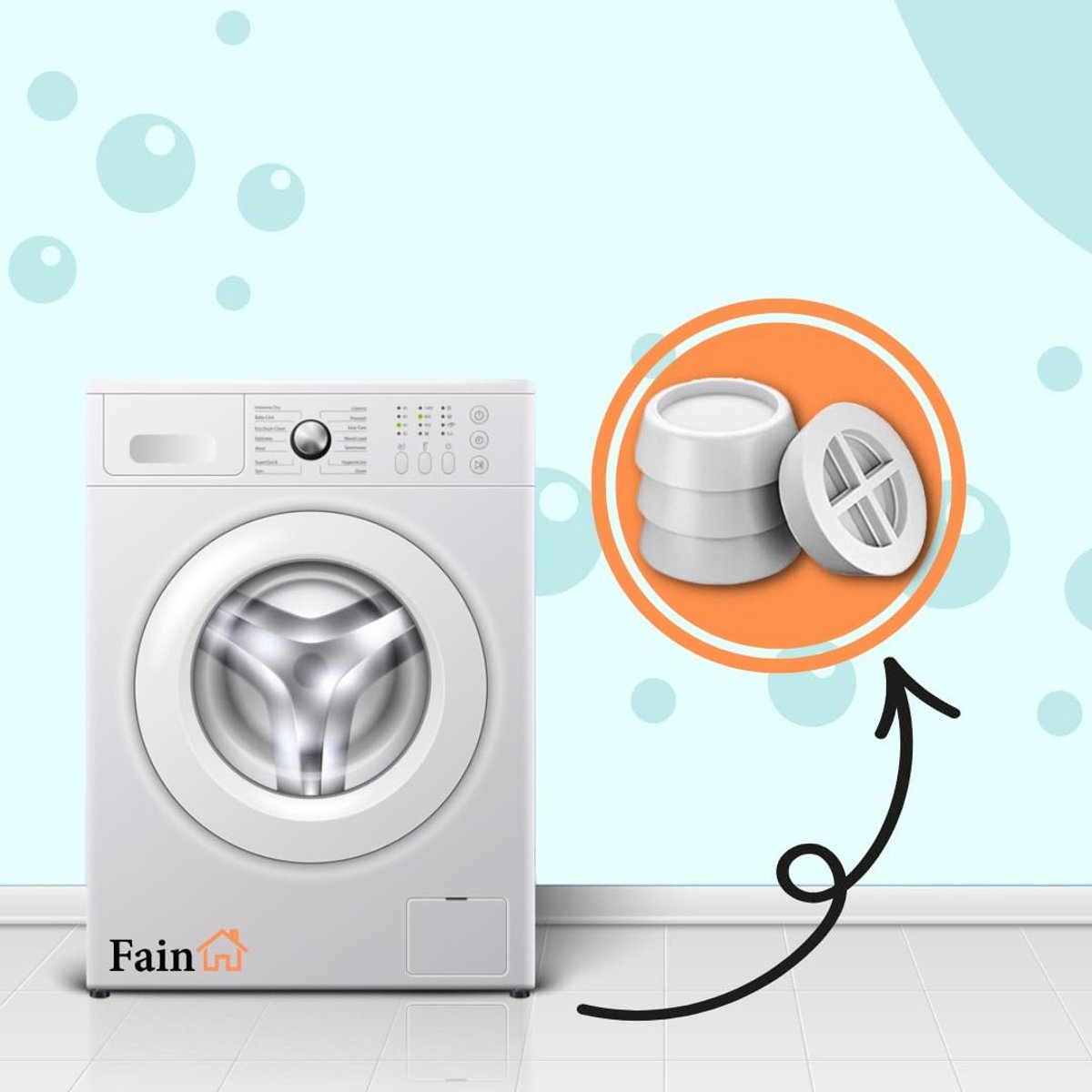 Trillingsdempers Wasmachine - Rubberen Dempers - Apparaat Stabiliseren - Extra Dik Antislip - Wit
