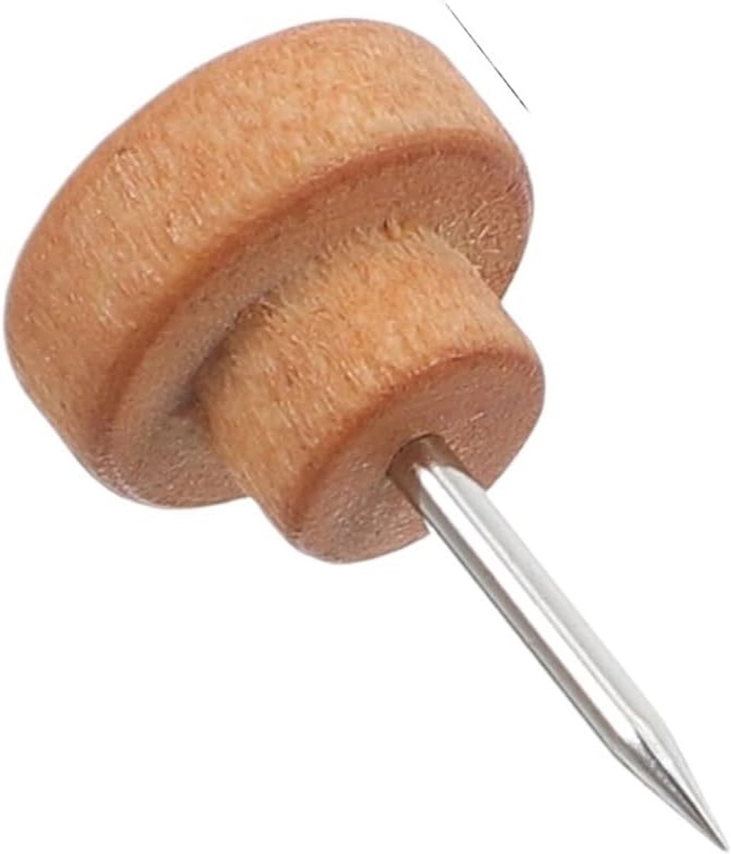 Decoratieve punaises - Houten stiften pinnen - Kantoor prikbord - Ronde houten vorm - 50 stuks - Bruin