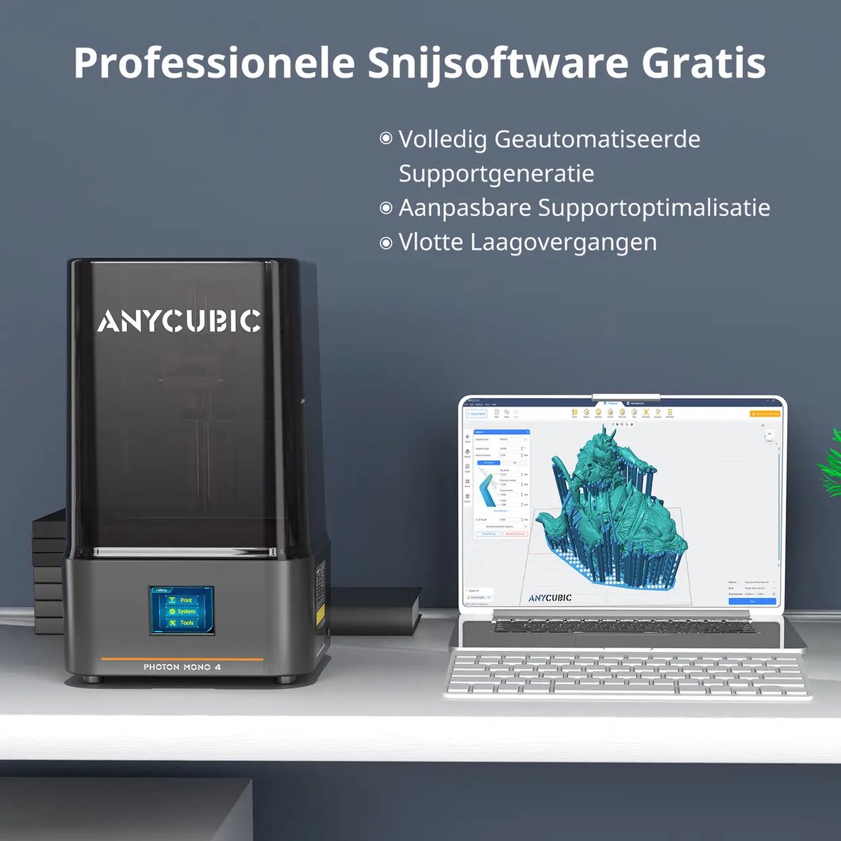Anycubic Photon Mono 4 3D Printer – 10K Precisie – Automatische Bed Leveling – Compact & Stil – Water-Washable Resin Compatibel – Ideaal voor Miniaturen & Sieraden – WiFi & App Bediening — afbeelding 2