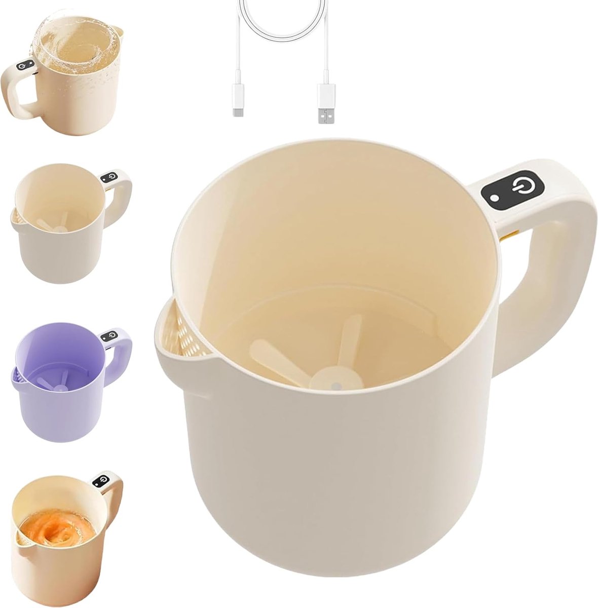 Elektrische Eierklopper - Keukenmixer Garde - Snel Beslag Maken - Ingebouwd Filter - 5 x 5 x 5 cm - Beige
