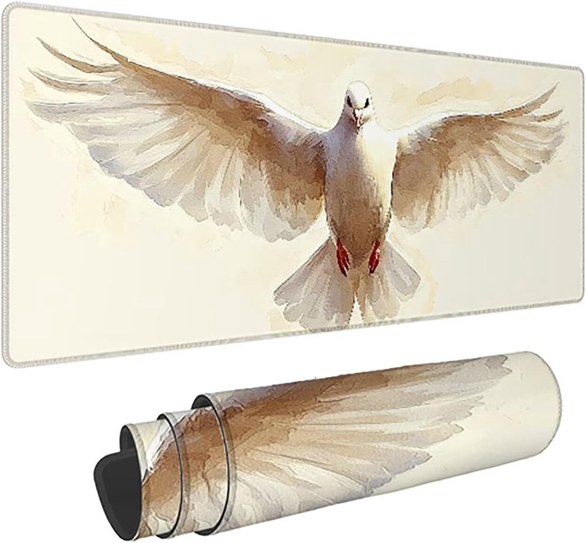 XXL Muismat - Bureauonderlegger - Kantoor en Gaming - Anti-slip en Wasbaar - 120 x 60 cm - Beige Dieren