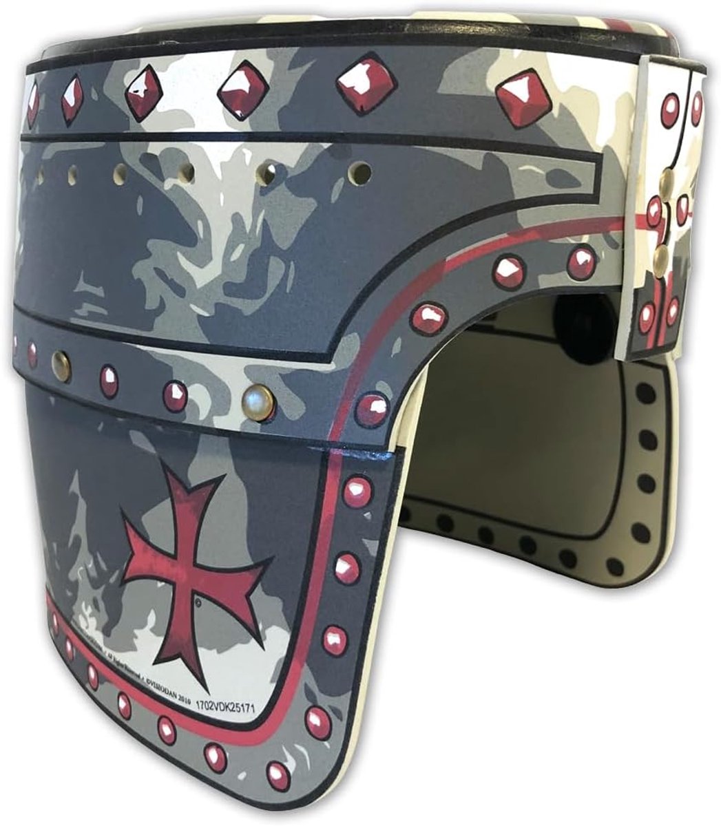 Ridder Helm - Kostuum Accessoire - Verkleden Feest - Veilig Schuim Materiaal - One Size - Rood Kruis