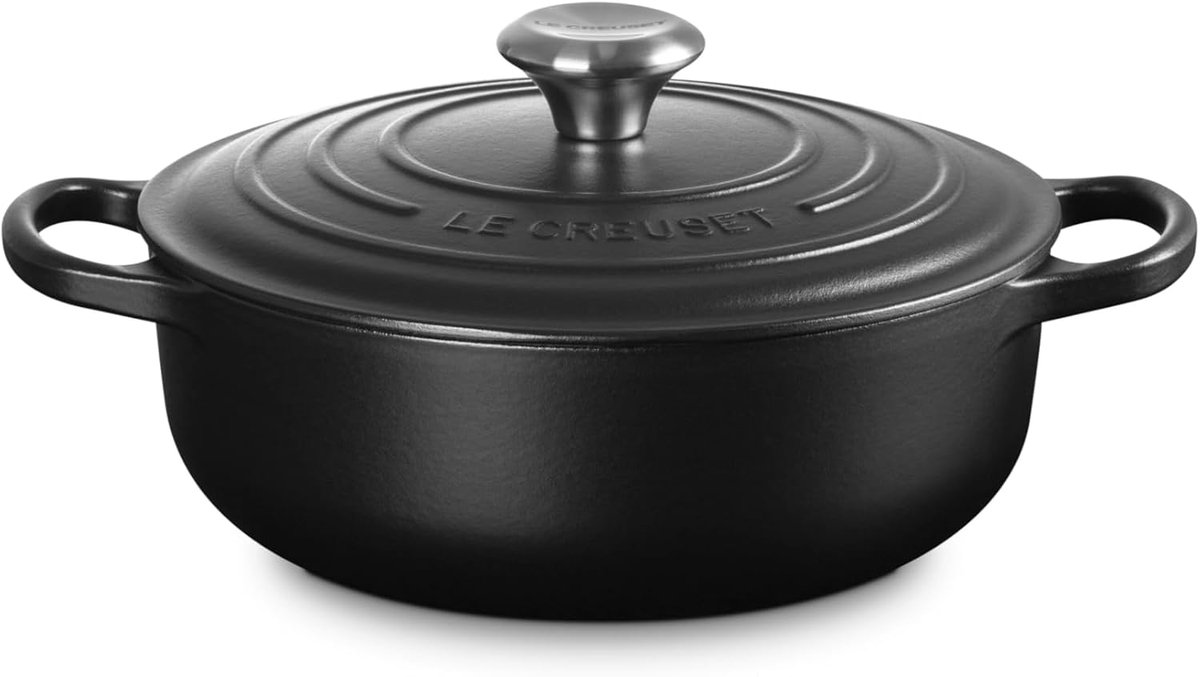 Gietijzeren Pan - Sauté Pan - Langzaam Garen - Gelijkmatige Warmte - 24cm Diameter - Satijn Zwart