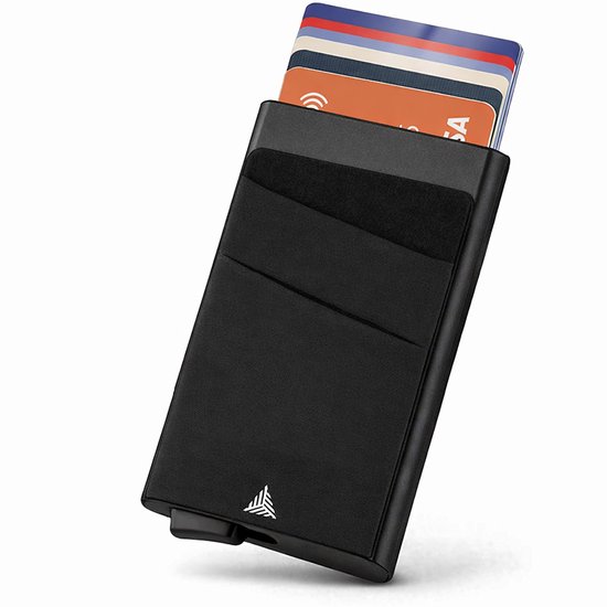 The Verge - Porte-cartes extensible - Avec pochette - Porte-cartes - Porte-cartes homme et femme - Porte-cartes de crédit RFID - Porte-cartes - 8 cartes et espèces - Zwart - Cadeau Sinterklaas et cadeau de Noël