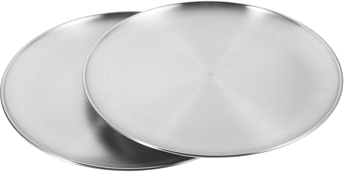 Pizzapan Set - Bakplaat Oven - Pizza Bakken - Antiaanbaklaag - 30cm Doorsnede - Zilver