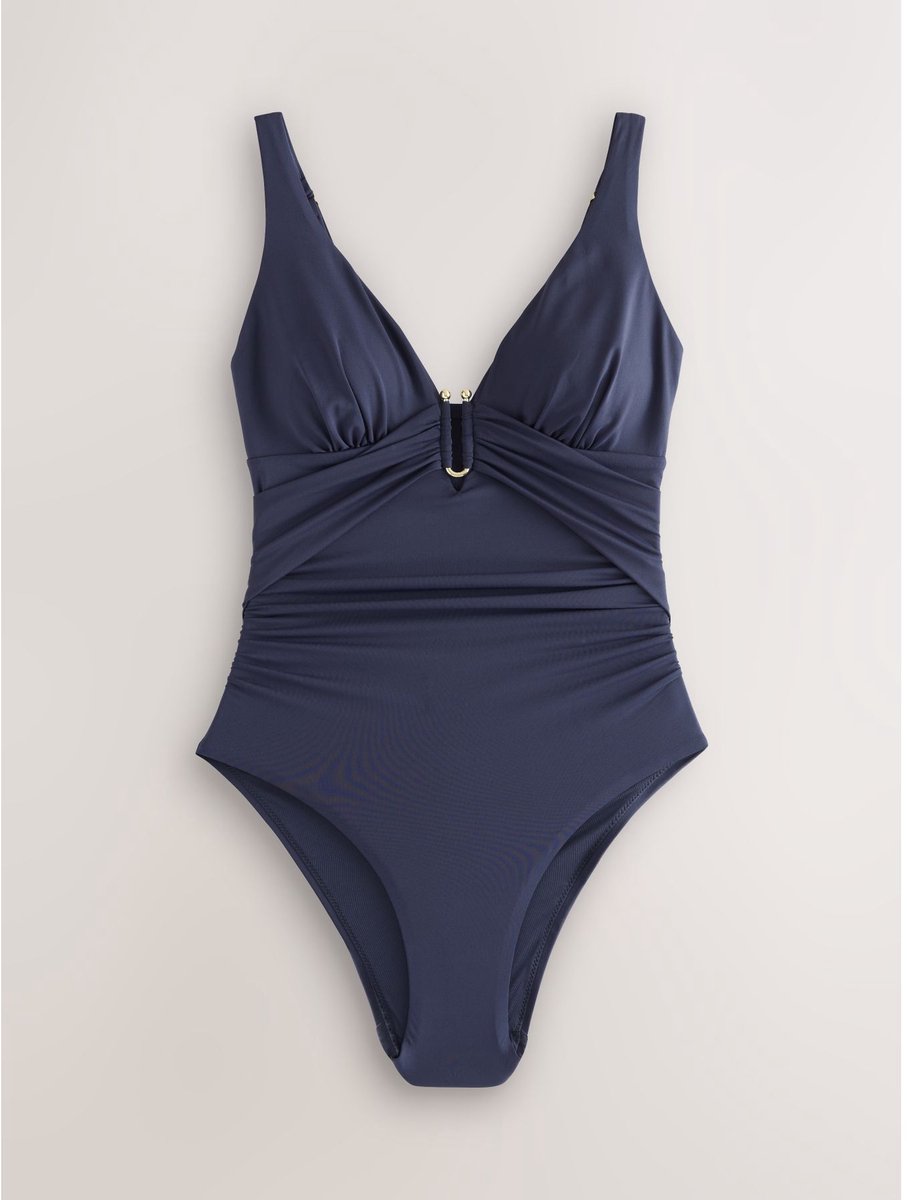 Next Dames - Utrim diep uitgesneden badpak met figuurcorrectie - Blauw Navy Blue