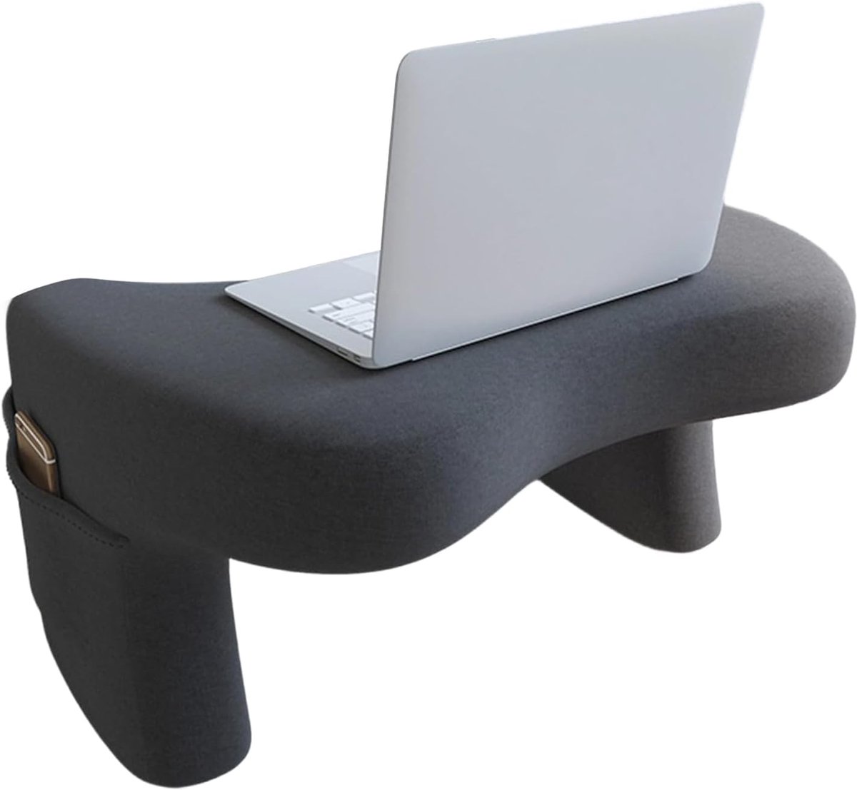 Leeskussen Gaming - Schootkussen Armleuning - Comfortabel Ontspannen - Met Bekerhouder - 55x44x39cm - Grijs
