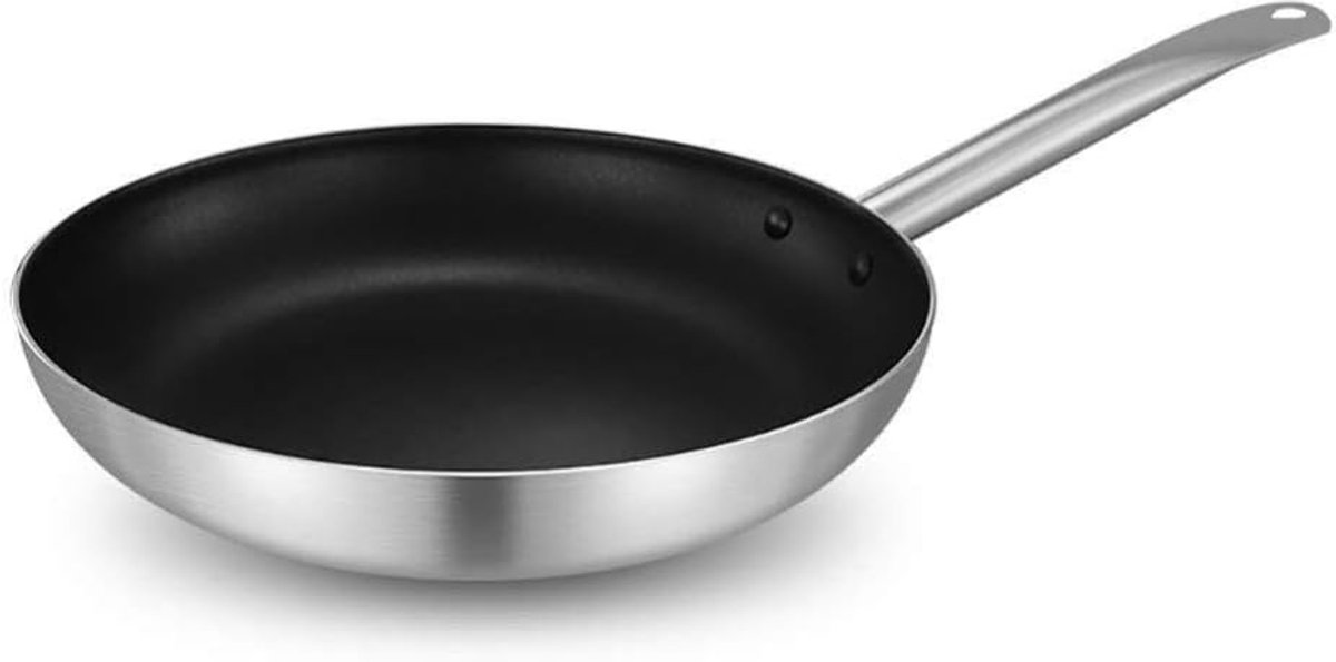 Wok Pan Roerbakpan Koekenpan Alle Kookplaten Stay Cool Handgrepen 24 cm Zilverkleurig