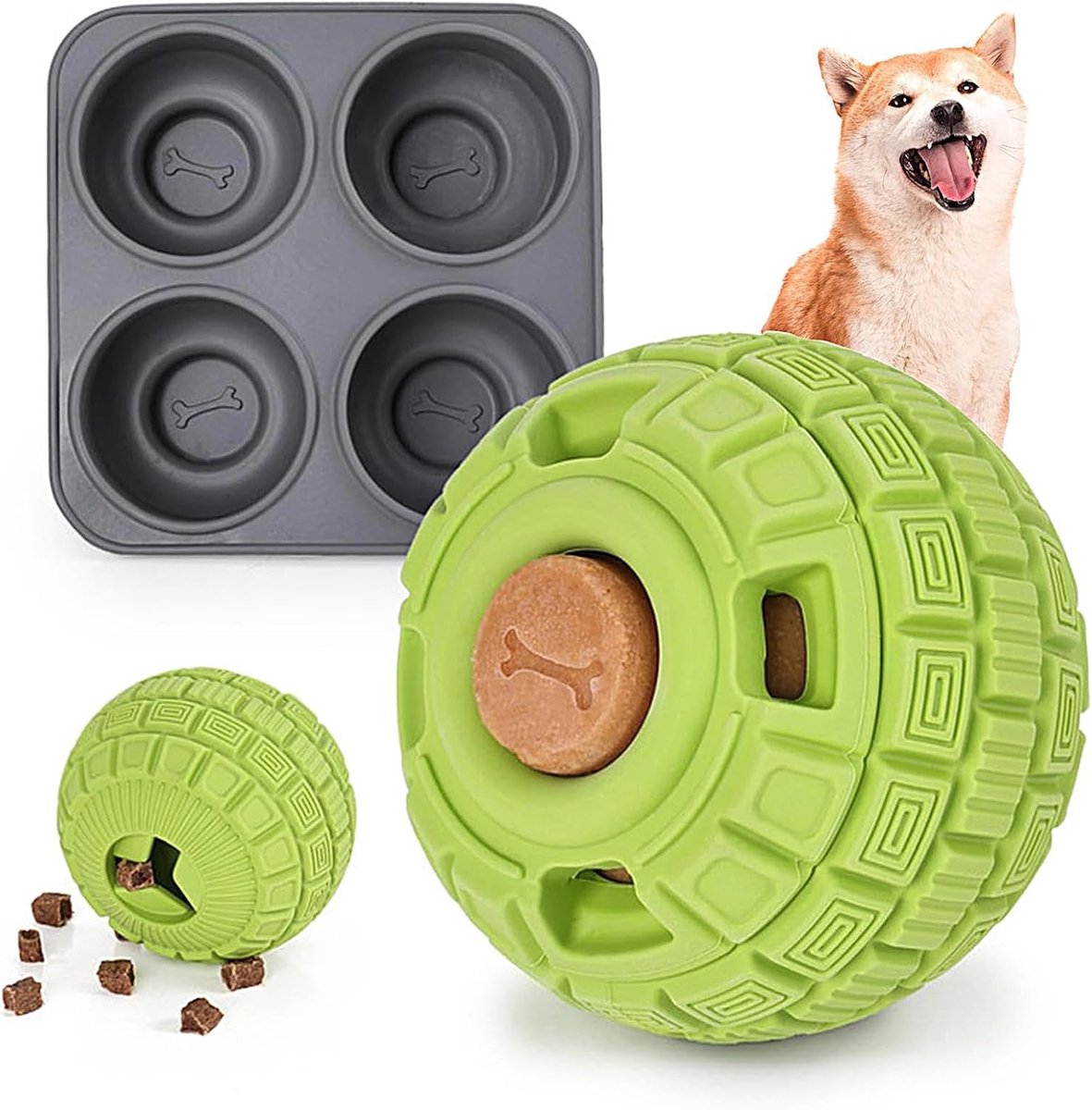 Hondenspeelgoed - Voedselpuzzel - Langzaam Eten - 4 Holtes - 20x20x5cm - Groen