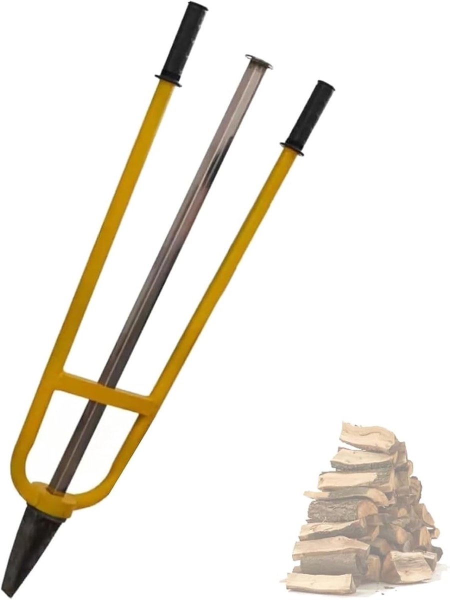 Handmatige Houtklover - Brandhout Splijter - Open Haard Voorbereiden - Traagheid Aangedreven Mechanisme - 99cm Lengte - Geel