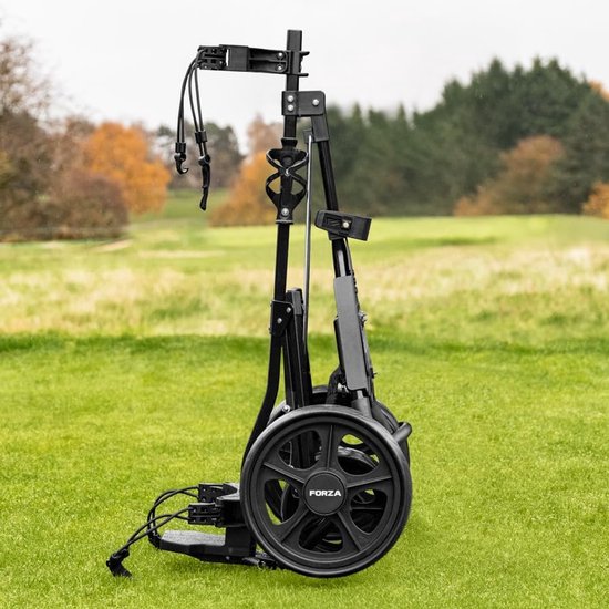 Golftrolley 3 Wielen - Golfkar Duwkar - Golfen Ondersteunen - Lichtgewicht Aluminium Frame - Opvouwbaar Compact - Zwart — afbeelding 2