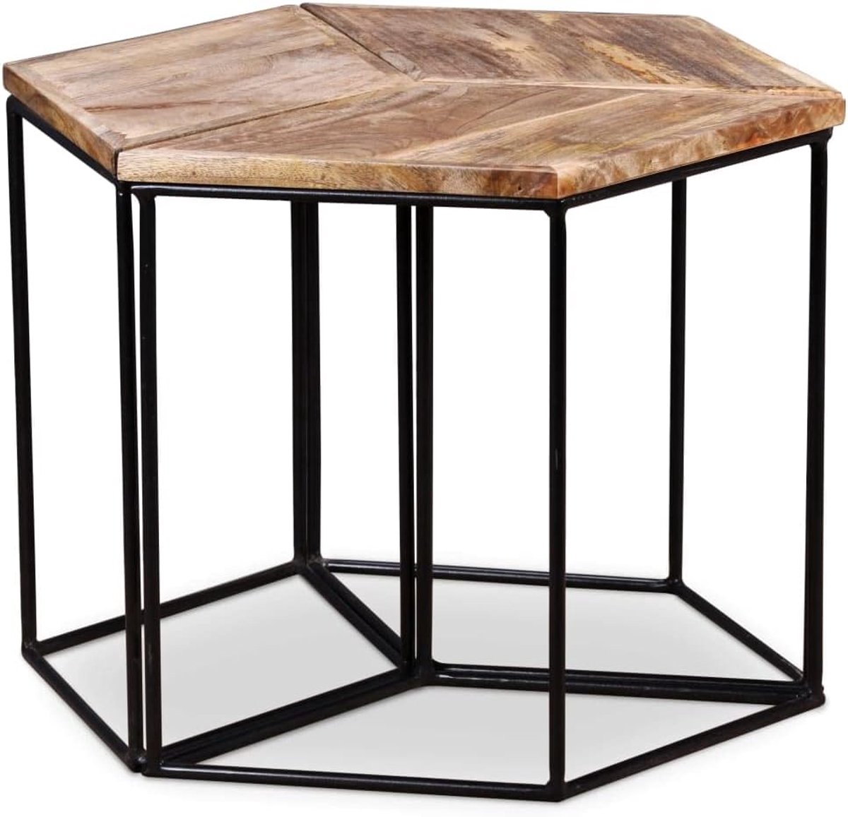 Houten Salontafel - Bijzettafel Set - Woonkamer Meubel - Modulair Ontwerp - 56 x 48 x 40 cm - Natuurlijk Hout