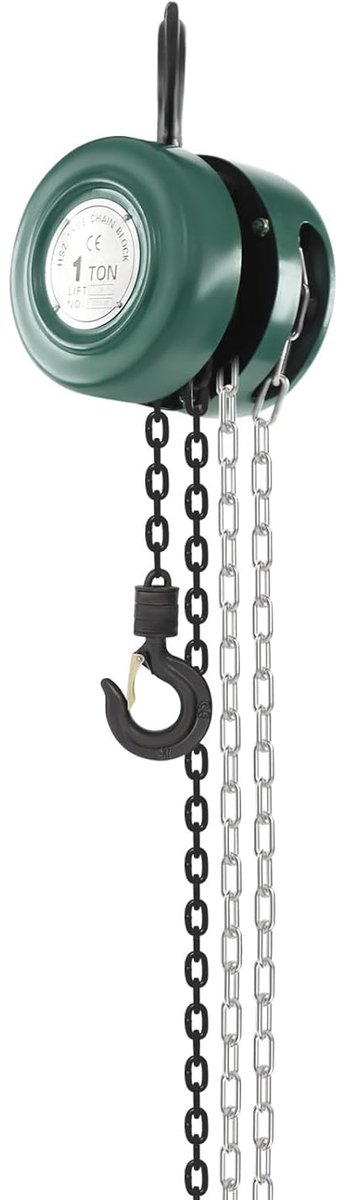 Handkettingtakel - Takelblok - Lasten Heffen - 1000/2000 kg capaciteit - 3 meter ketting - Groen