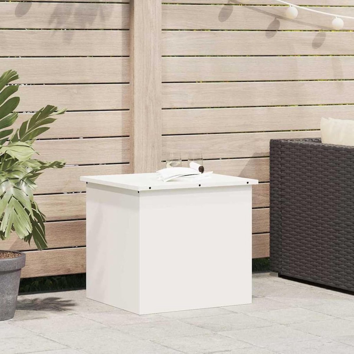 Buitenopbergbox - Tuinbox Dekbox - Terras Balkon - Weerbestendig Staal - 55 x 505 x 50 cm - Wit