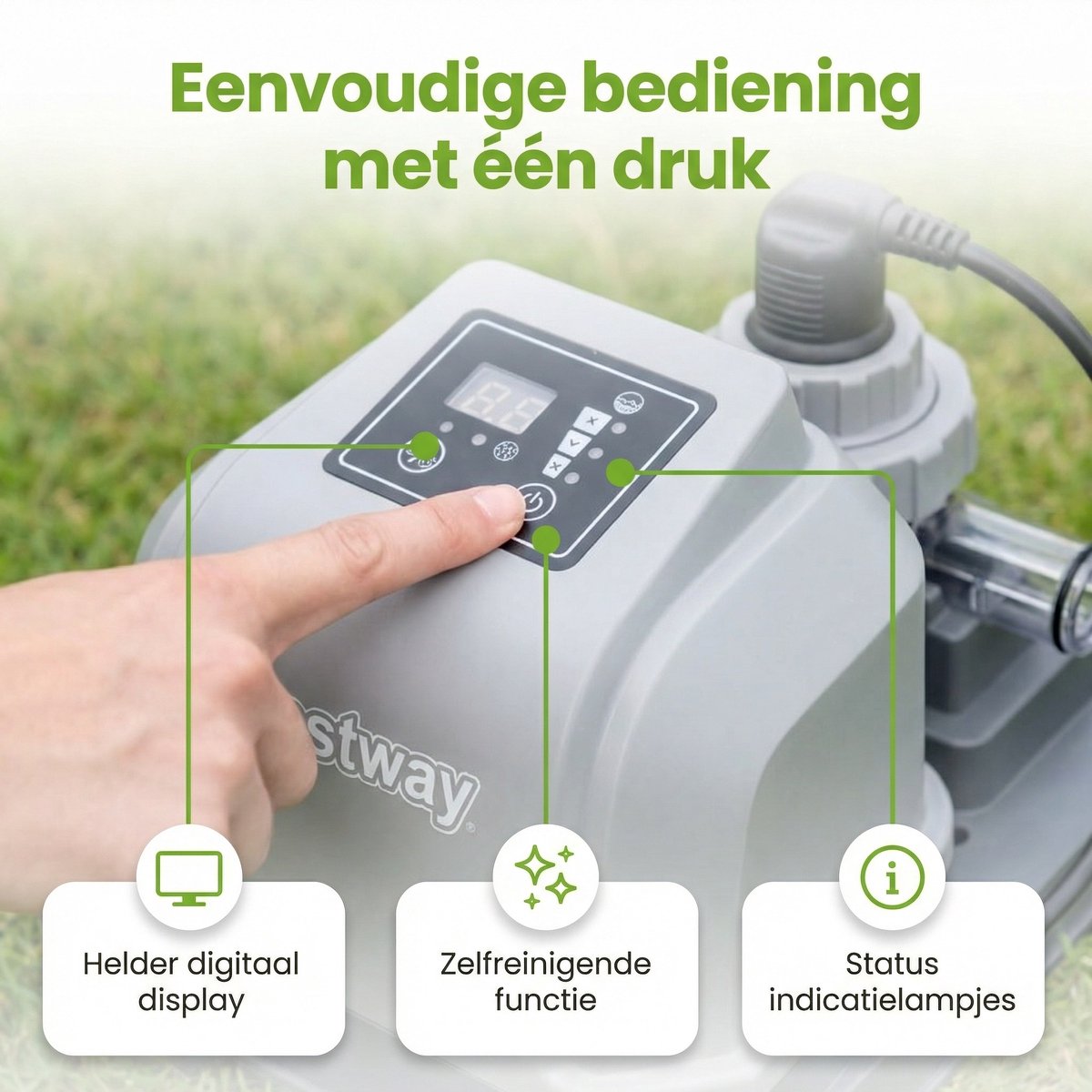 Bestway zoutwatersysteem - tot 8.327 liter - Zwembadfilterpomp - Zoutwatersysteem - Zwembadzout - Chloorverbruik - Zwembadonderhoud – foto 6