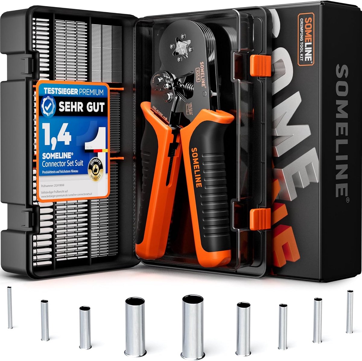 Krimptang Set - Adereindhulstang - Elektrische Installaties - 9 Soorten Niet-Geïsoleerd - 0.25-10mm² - Oranje