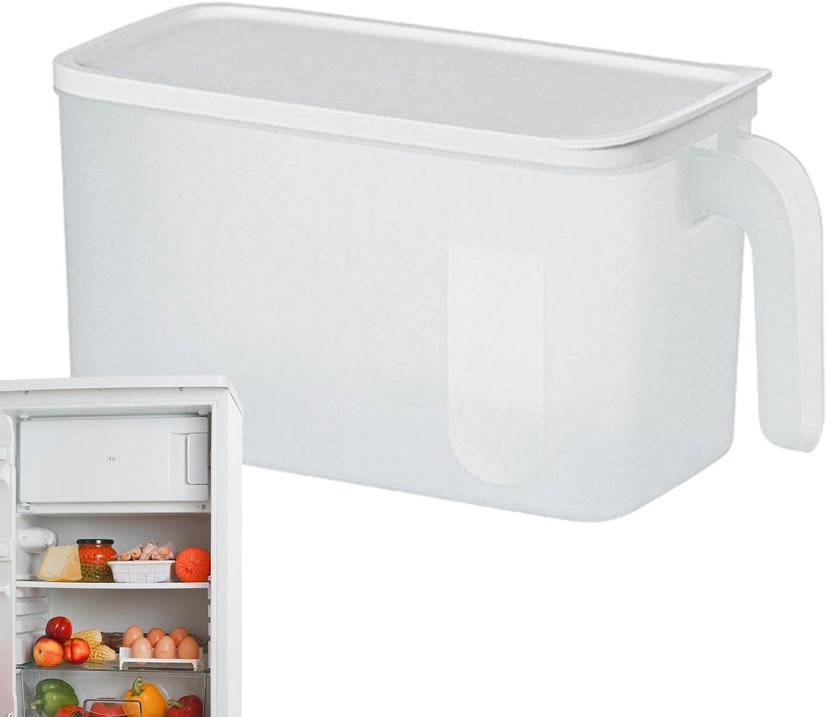 Koelkast Organizer - Opbergbak Fruit - Keuken Opslag - Met Deksel Handvat - Verschillende Maten - Frosted Transparant