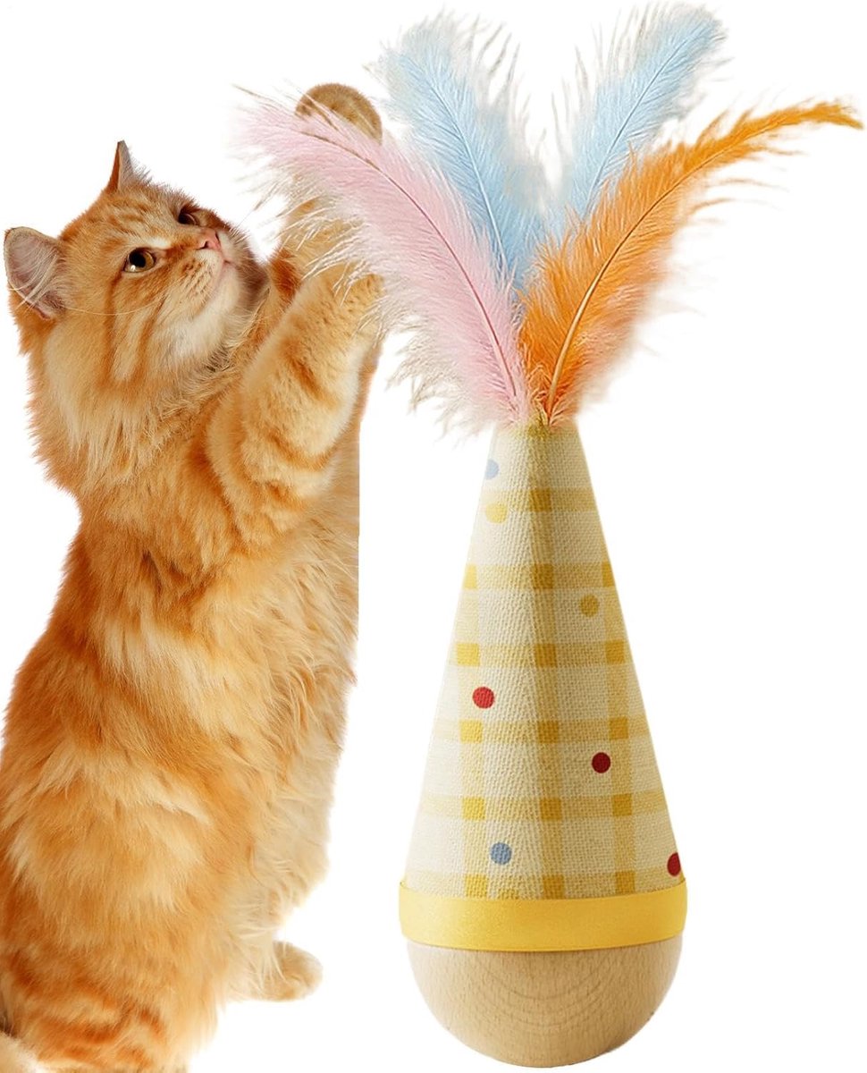 Kattenspeeltje Wobbler - Huisdier vermaak - Stimuleert spel - Zelfrechtend ontwerp - 20 x 6 x 6 cm