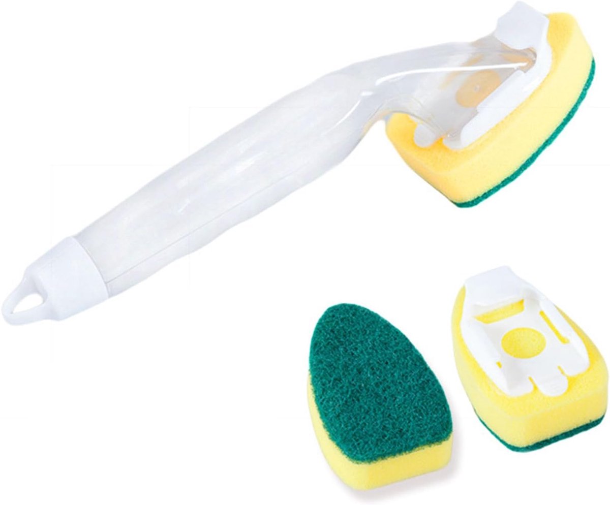 Sponsborstels Set - Afwasborstels - Keuken Schoonmaken - Met Zeepdispenser - 3 Delig - Zwart
