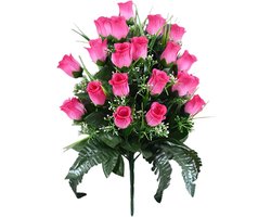 Rouwboeket Kunstbloemen - Grafdecoratie Begraafplaats - Herdenking Decoratie - Natuurlijke Uitstraling - 40 x 10 x 10 cm - Roze