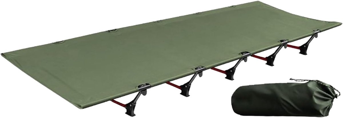 Kampeerbed - Slaapbed Buiten - Kamperen Wandelen Reizen - Compact Opvouwbaar - 192 x 65 x 16 cm - Leger Groen