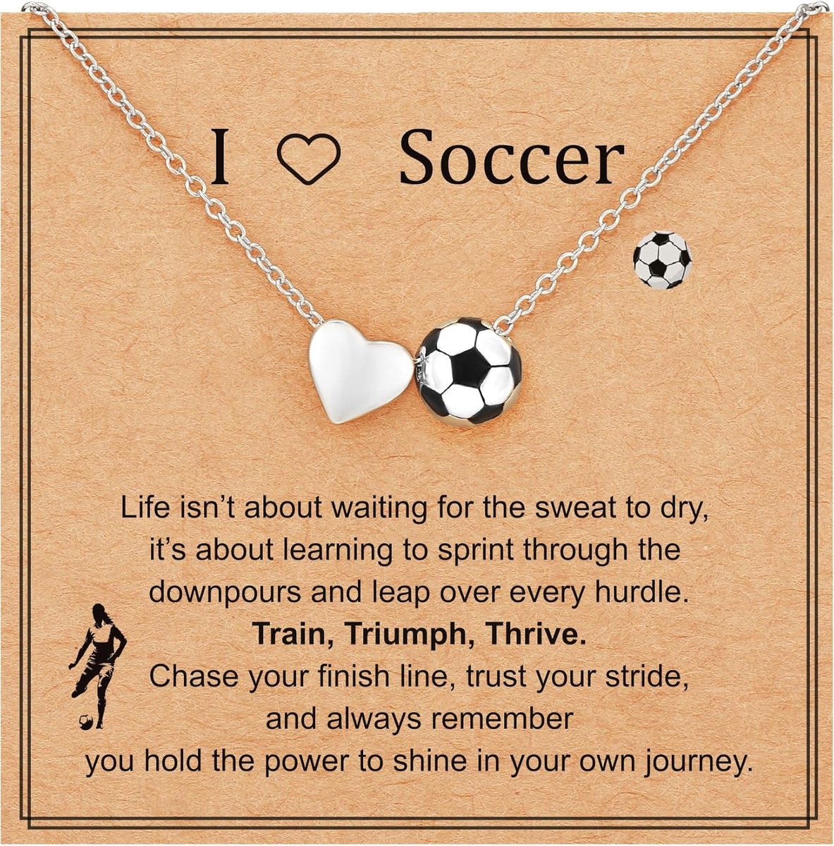 Voetbal Ketting - Hartvorm Hanger - Cadeau Fan - Stijlvol Accessoire - 7 x 7 x 1.5 cm
