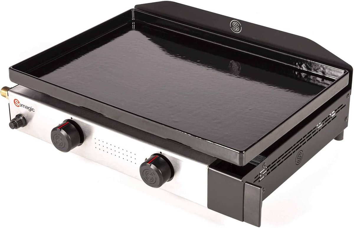 Gasgrillplaat - Bakplaat - Buiten koken - Gietijzeren constructie - 58.5 x 41 cm - Veelkleurig