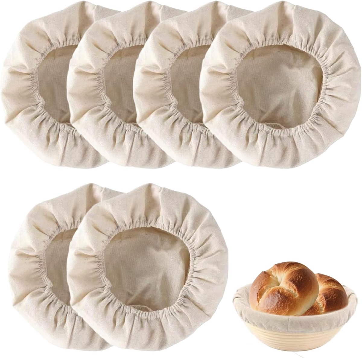 Banneton Liners - Brood Mand Covers - Zuurdesem Bakken - Ademend Linnen Stof - 25cm Diameter - Beige