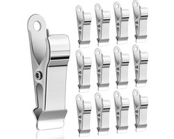Set van 12 metalen clips - Klem - geschikt voor het bevestigen van gordijnen/kleding/snacks - metaal - zilver
