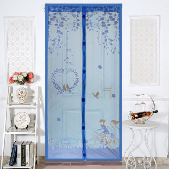 Deurgordijn - Deurgordijn magnetisch - Keuken gordijnen - Glasgordijn zonder boren - Gordijn - Raamscherm - 90*210 - Blauw - Transparant — afbeelding 3