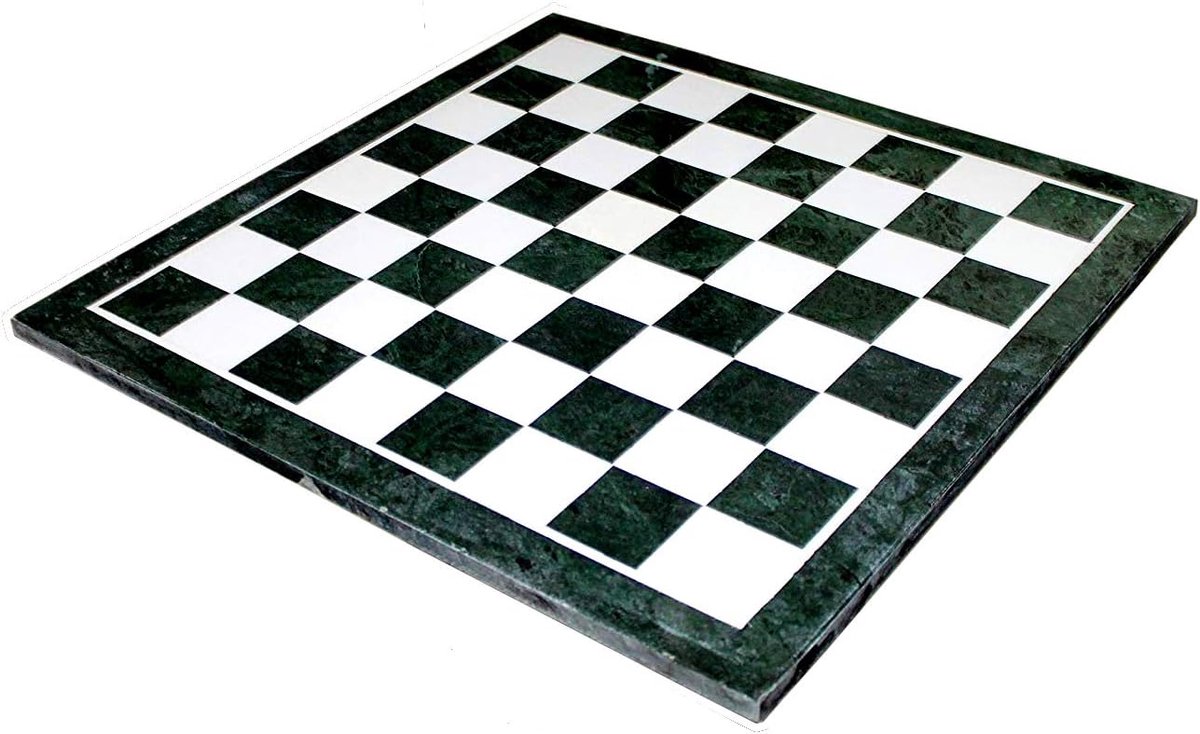 Marmeren Schaakbord - Decoratief Steen Bord - Woonkamer Decoratie - Handgemaakt Pietra Dura Inlegwerk - 508 cm Vierkant - Groen Wit