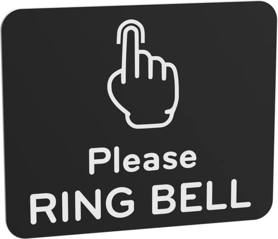 Bel Huis Regel Bord - Zelfklevende Sticker - Bezoekers Leiden - Universeel Pictogram - 12cm x 10cm - Zwart — afbeelding 5
