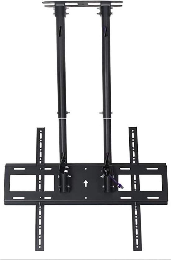 Dubbele TV plafondbeugel kantelbaar draaibaar 60-100 inch 80 kg draagvermogen zwart ruimtebesparend