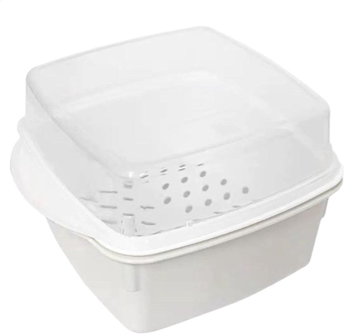 Magnetron Stoomkoker - Voedselkoker Deksel - Gezond Koken - BPA-Vrij Materiaal - 16.5 x 12 x 10 cm - Wit