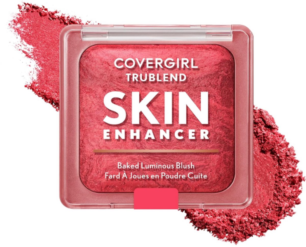 COVERGIRL TruBlend Skin Enhancer Baked Luminous Blush (Strawberry Drizzle) – Stralende Blush met Hyaluronzuur & White Rose Extract – Natuurlijke Glow en Naadloze Blend
