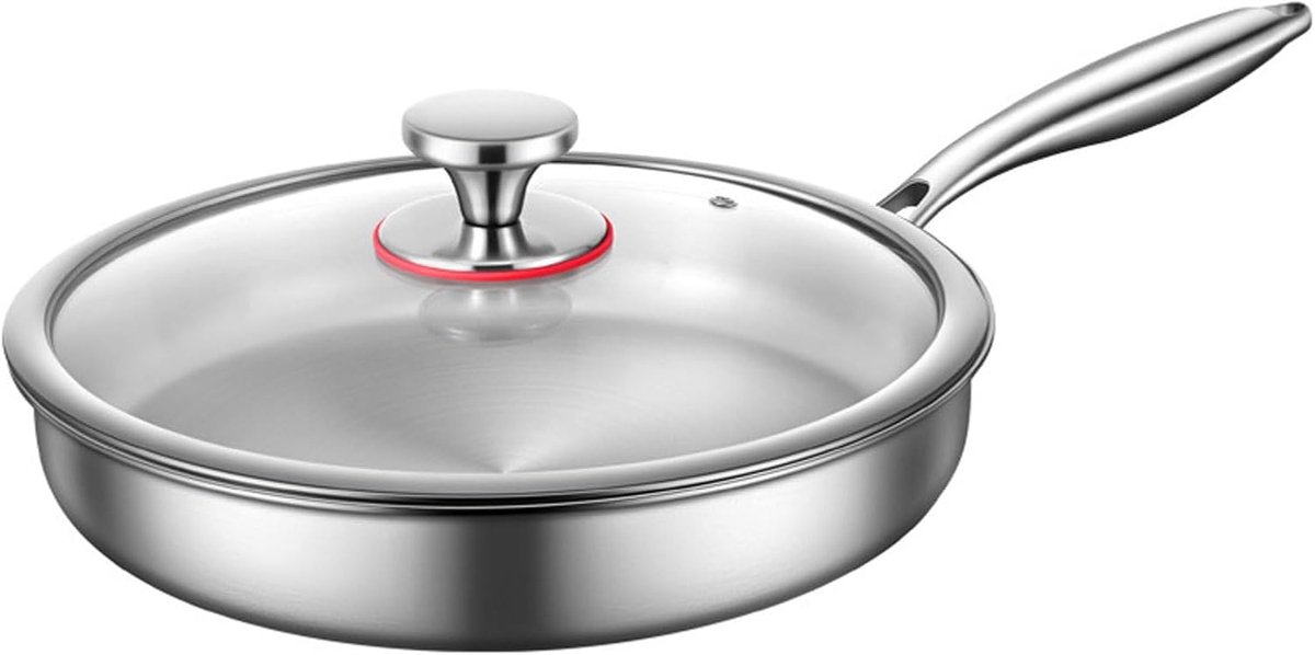 Roestvrijstalen Wokpan - Grote Koekenpan - Professioneel Koken - 7-Laags Structuur - 30-32 Cm