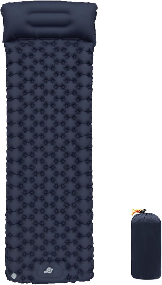 Zelfopblazend Slaapmatje - Campingmatras - Buiten Kamperen - Ingebouwde Voetpomp - 8 Cm Dik - Marineblauw — afbeelding 4