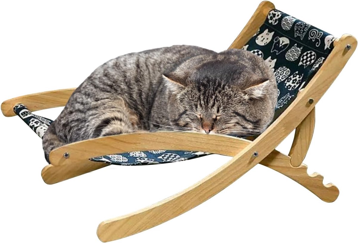 Katten Ligstoel - Kattenmeubel Lounger - Ontspannen Slapen - Opvouwbaar Verstelbaar - 65.5 x 16 x 13.5 cm - Blauw