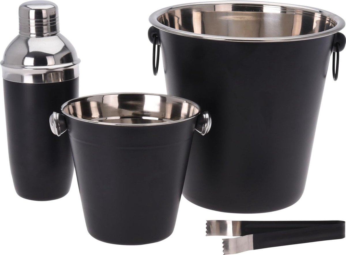 Barset 4-delig - Cocktail set - Drankjes bereiden - Essentiële bar tools - 22.5 cm breed - Zwart