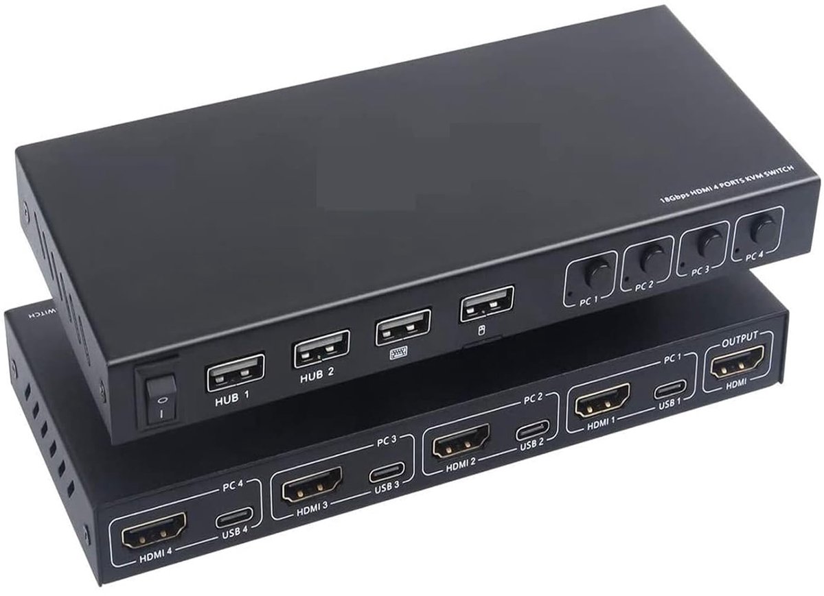 Videoschakelaar - KVM Switch - Meerdere PC's - 4 Poorten Delen - 10mm x 10mm