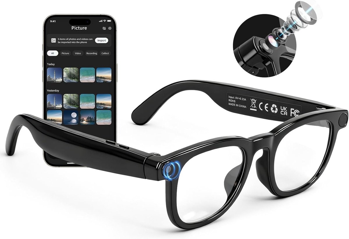 Slimme Bril - Camera Bril - Video Opnemen - 4K HD Beeldkwaliteit - 17 cm Lengte