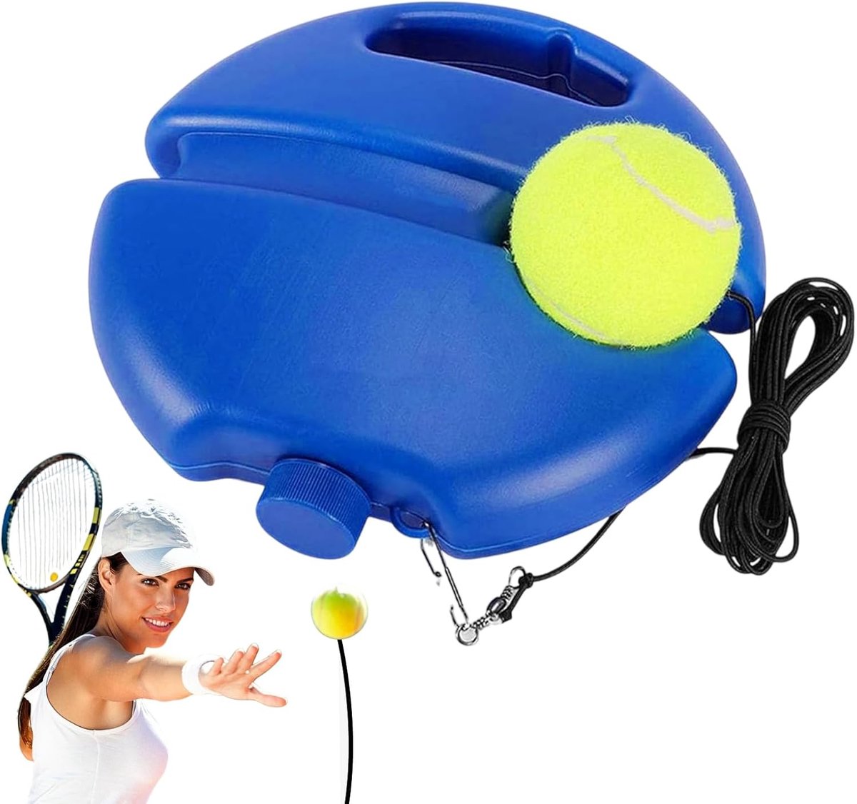 Tennis Bal Trainer - Solo Tennis Oefening - Tennissen Trainen - Draagbaar Oefenstation - 21x21x5cm - Multicolor