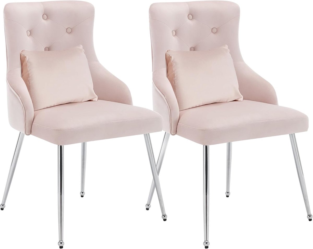 Eetkamerstoel Set - Comfortabele Stoelen - Stijlvol Dineren - Luxe Knooppatroon - 54x58x87