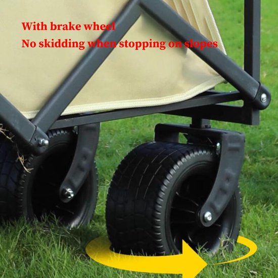 Opvouwbare Bolderkar - Stevige Transportkar - Kamperen Strand Boodschappen - Met Achterklep Terreinwiel - 48x117x96 cm - Grijs van Opvouwbare Bolderkar — afbeelding 3