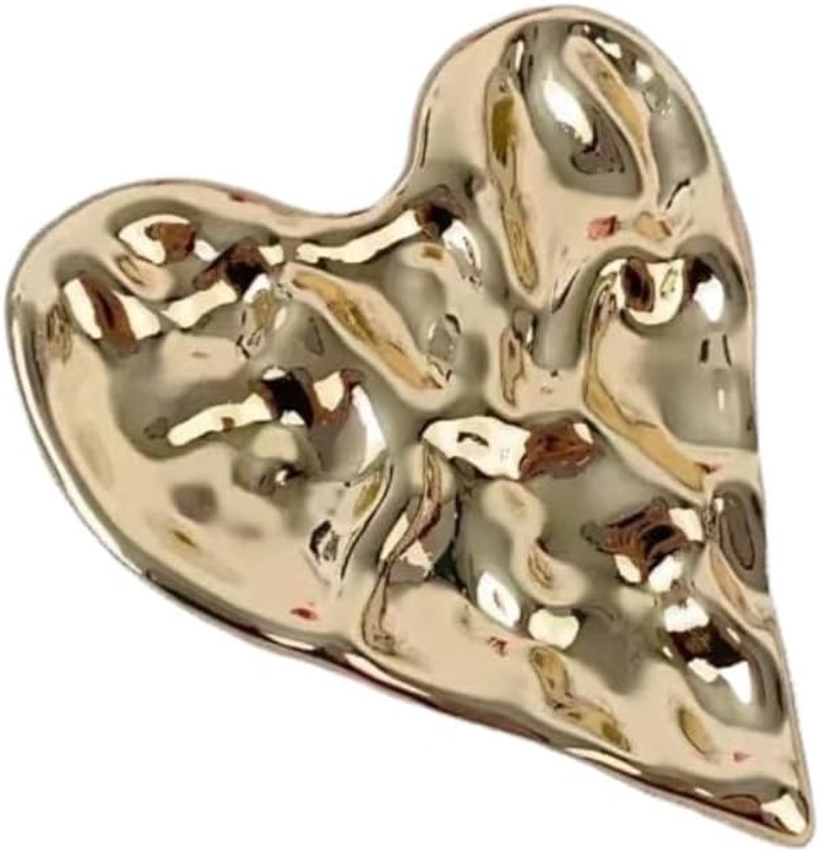 Hart Broche - Sieraad Accessoire - Feestelijke Outfit - Dubbele Kleur - 5 x 5 x 3 cm - Goud
