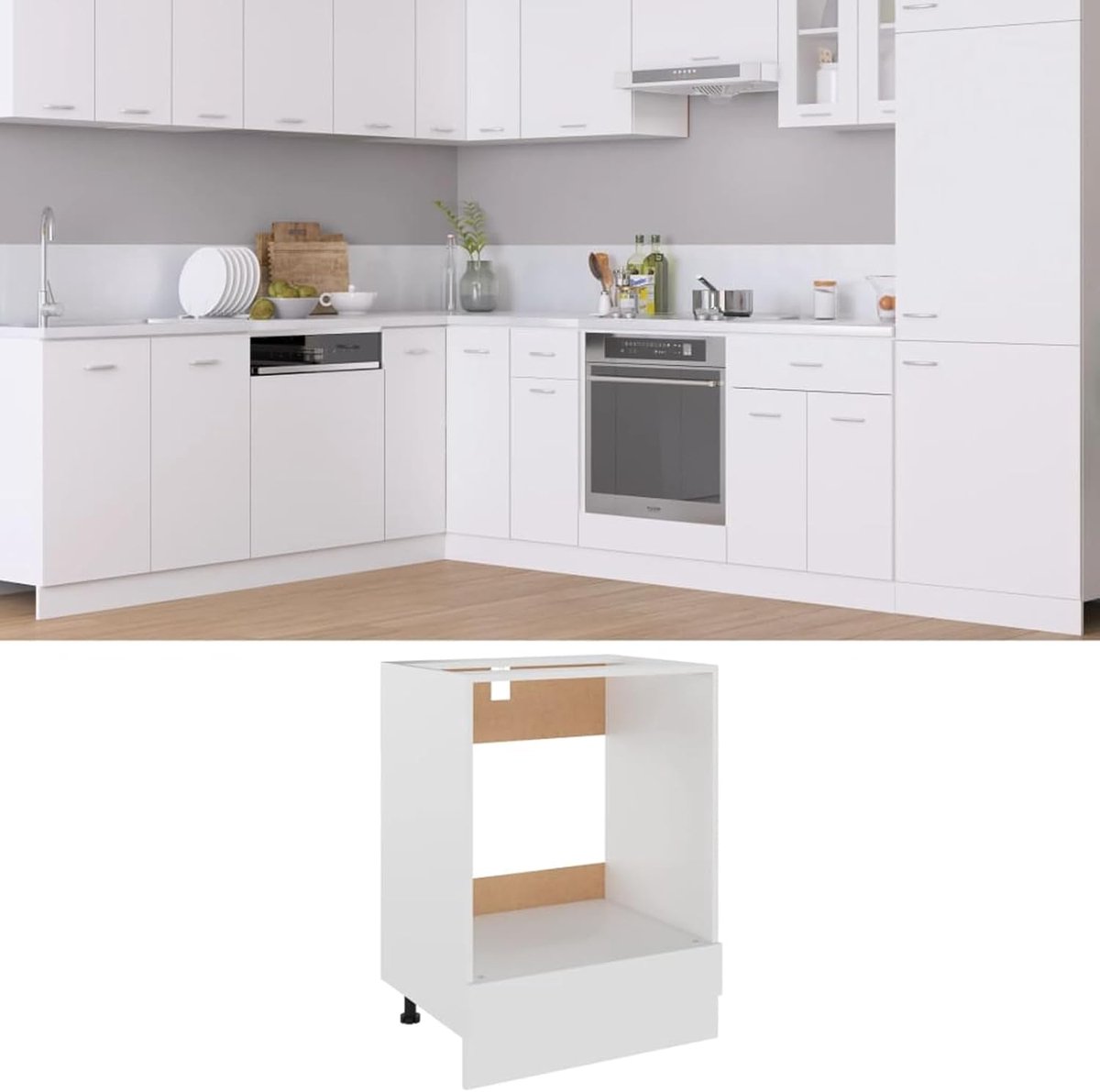 Ovenkast Keuken - Opbergkast Keuken - Keuken Organizer - Eenvoudig Schoon te Maken - 60x46x81.5 cm - Wit